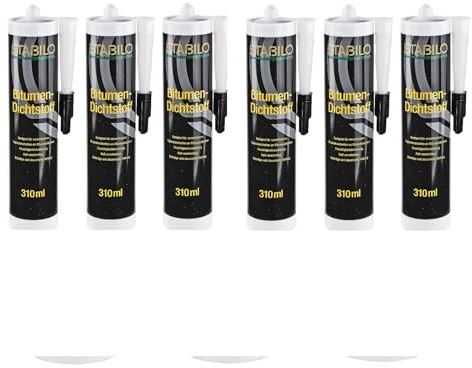 6x Bitumen Dichtstoff 310ml | Klebstoff, Dichtmasse, Dachdicht, Bitumenkleber | 6 Stück