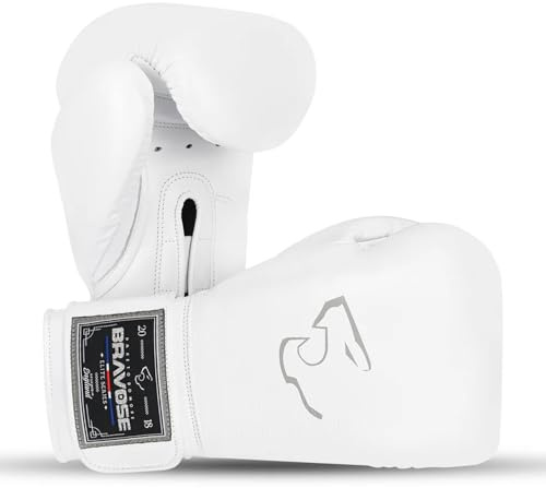 BRAVOSE Elite Pro Strap Boxing Gloves | Professional Leather Boxing Gloves for Punching Training, Sparring, MMA Kickboxing, Muay Thai Made By Premium Cow Hide Leather
