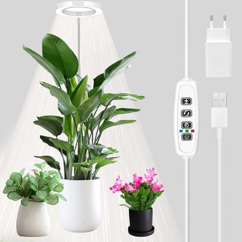 zociko Pflanzenlampe, 72 LEDs Pflanzenlampe Vollspektrum Bis Zu 152CM Höhe, 3/9/12 Auto-Timer, 10 Helligkeitsstufen, 3 Farbmodi, Grow Lampe, Pflanzenlicht Ideal für Große & Kleine Pflanzen