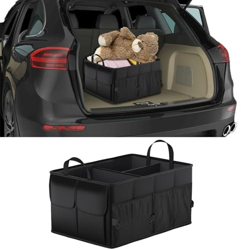 VBGURR 1Stück Kofferraum Organizer, Wasserdicht Auto Kofferraum Organizer Mit Fächern, Auto Box Kofferraums (Schwarz)