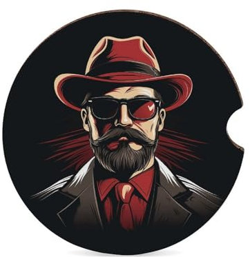 2 posavasos para automóvil, antideslizantes, absorbentes, con barba negra, accesorios universales para portavasos de coche con base de corcho de 2.6 pulgadas