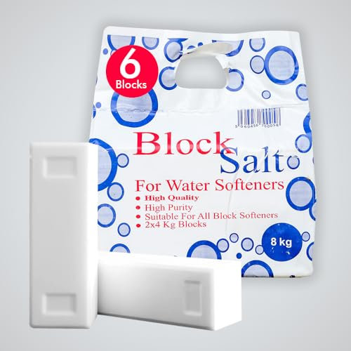 High Purity 6 Blocks Salt Water Softener - Reduce Hardness, Improves Appliance Life, Lathering, Skin & Hair Care, Salt Block Water Softener Compatible to All Machines, Water Softener Salt Blocks