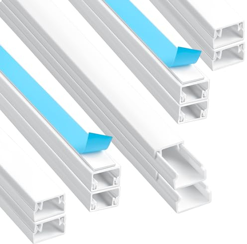 AiQInu Kabelkanal Weiß Selbstklebend(0.4m*15mm*10mm), 10 Stück Kabelkanäle mit Schaumstoffband bereit, Montage an der Wand für Kabelmanagement, Kabelführung