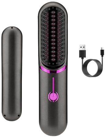 Cepillo Alisador De | Peine De Viaje Inalámbrico Con Carga USB - Plancha Rizadora De Estilo Portátil Para Viajes De Negocios, Barbería, Salón De Viajes