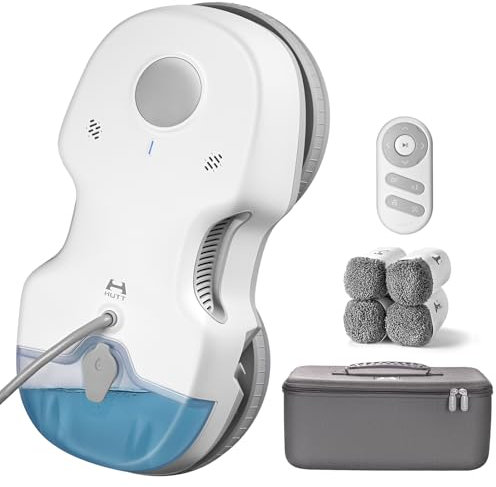 HUTT S7 Robot Lavavetri Finestre con Acqua Spruzzo 5500Pa, Dual Drive Fluttuante 3D，Robot Lava Vetri Elettrico a Pulizia di Lava con Telecomando, con 8pcs Panno, Valigia