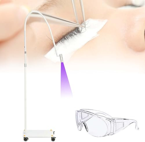 Lampada Uv Per Extension Ciglia Con Ruote - Lampada Fotopolimerizzante Per Gel Con Controllo A Pedale - Collo D'Oca Regolabile, Lampada Da Terra Senza Fili Per Polimerizzazione Smalto In,White