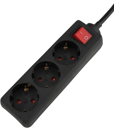 UNITEC Tischsteckdose 3-Fach mit Schalter, Steckdosenleiste, 1,4 m Zuleitung, schwarz