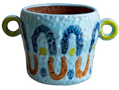 TSKIQQLQ Blumentöpfe für Pflanzen, einzigartiger, bunter Terrakotta-Pflanzgefäß, skandinavischer Stil, künstlerischer Blumentopf, dekorativer Vintage-Boho-Pflanzgefäß, toskanische Dekoration, Geschenk
