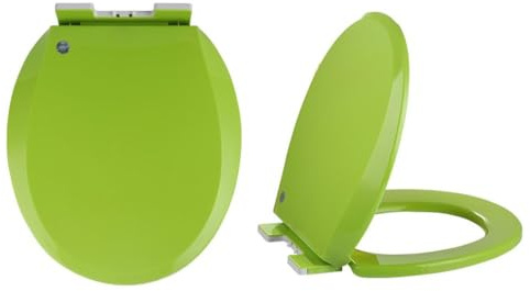 Brigtviee Rotondo Sedile WC Copriwater Universali Forma Ovale,Tavoletta WC con Chiusura Ammortizzata,Coperchio WC con Cerniere Regolabili,Coperchio Water in Colorata Plastica,Verde