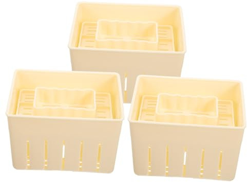 Gatuida 3pcs Tofu Press Mold 140x105x95mm Plastic Cheese Press Household Tofu Maker for DIY Cheese and Making Lid