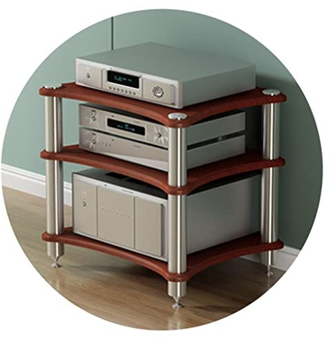 Étagère TV HiFi Rack AV – Support en bois à 3 niveaux pour amplificateur HiFi et équipement de haut-parleurs, design marron moderne, parfait pour le salon et le cinéma maison, 60 x 48 x 62 cm