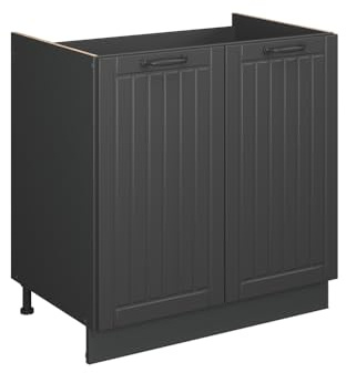Vicco Meuble Bas sous-évier Fame-Line, Gris foncé, 80cm, PT Marbre