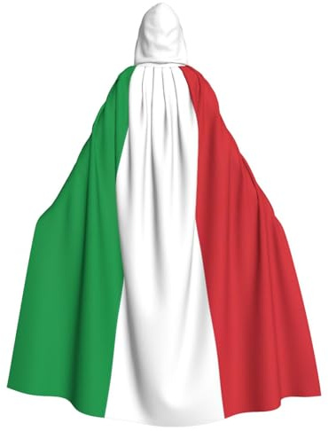 RRhgipp Italy Flag Hooded Cloak Long Cape Grim Reaper Vampire Witch Carnival Halloween Wizard Costume 58inch