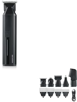 Severin Multi Grooming Set, Haarschneidemaschine, Barttrimmer, Körpertrimmer, Nasenhaartrimmer, Herren, wasserdicht, kabellos, 90 Min. Akku, 6 in 1, 3/6/9/12 Schnittlängen, schwarz, HS 0710