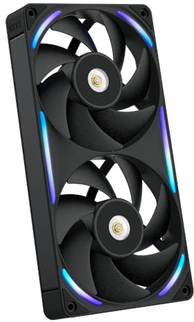 NZXT F240X - 240mm single-frame PWM RGB Performance-Lüfter - Schwarz | 240mm single-frame Einheit mit zwei 120mm RGB-Lüftern. Max. Airflow und statischer Druck, CAM-synchrone Beleuchtung.