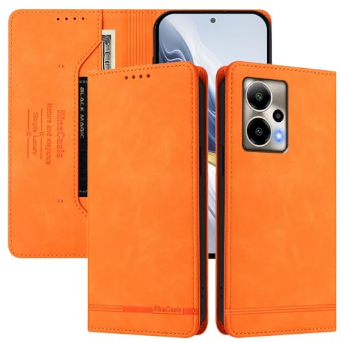Jiajihua Fodral kompatibelt med Cricket Outlast 5G 2024, kompatibel med Cricket Outlast 5G 2024 【RFID-blockering】【Korthållare magnetisk stängning flip-stativ】 telefonfodral orange