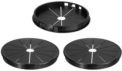 Gutol Paquete de 3 pasacables de nailon negro – 100 mm (3,94 pulgadas) redondos para montaje en escritorios y encimeras.