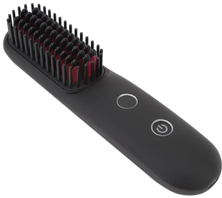 Fockety Tragbarer Glättkamm mit Kontrollierten Temperatureinstellungen, Schnell Erhitzende Haarbürste für Glattes und Geschmeidiges Haar, Ideal für Feine und Dicke Haartypen