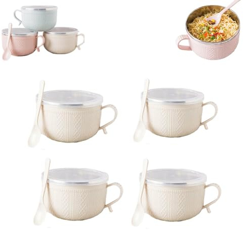 Carroterr Set di 4 tazze da 750 ml con coperchio, in acciaio inox, a doppio strato, resistente al calore, per le festività natalizie invernali, per caffè, stufati, ideale per Natale