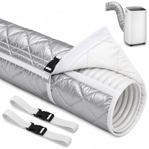 Manchon Isolation Tuyau Climatisation 150x58cm | Isolation Pour Tuyau D'éVacuation De Climatiseur Mobile 5-6 Pouces | Housse De Tuyau De Climatiseur Avec Bande éLastique (2Argent-150*58cm)