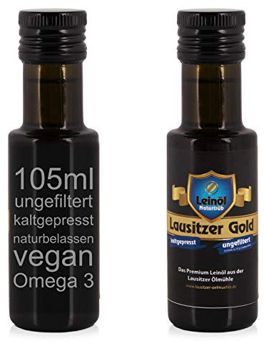 Lausitzer Leinöl - Lausitzer Gold (kaltgepresstes ungefiltertes Premium Leinöl), 105ml