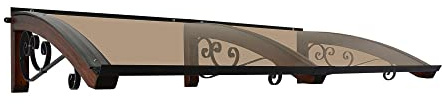 Vordach aus hölzern für den Außenbereich Farbe Dunkel nuss, Bronziert kompakte Polycarbonatabdeckung, Modell Legno RICCIO, Haustür-Vordächer Größe 100 x 250 cm