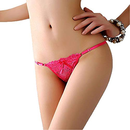 HTRUIYATY Kvinnor G-string sömlös rosett band spets string justerbara trosor underkläder, Rosa, one size