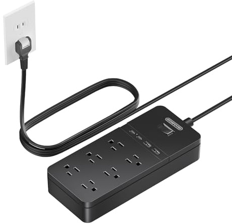 2 Prong Surge Protector Power Strip with 10ft Extension Cord, NTONPOWER 2 Prong to 3 Prong Outlet Adapter with 6 Outlets 2 USB Ports, 2100J Surge Protector Wall Mount for Old House Non-Grounded Outlet