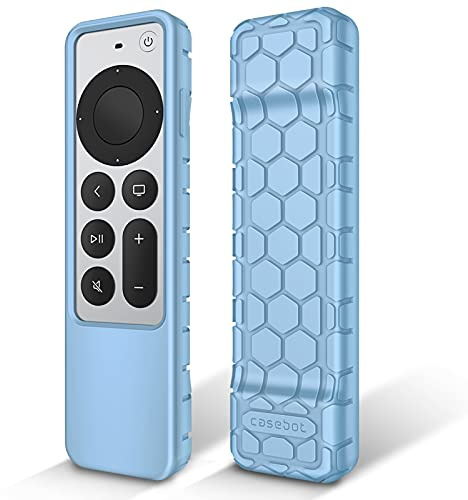 FINTIE Case for Apple TV 4K / HD Siri Remote 2022 2021 Remote (3rd & 2nd Gen) - Lightweight Silicone Slip Resistant Case Shockproof Cover Sky Blue | HD Siri Remote 2022 2021 (3rd / 2. Gen), [Beehive Series] Lightweight Non-Slip Shockproof Silicone Protective Case, Sky Blue