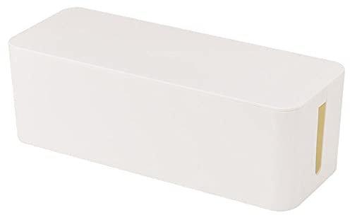 Cable Management Box Cable Tidy Box Cable Storage Box Wire Box Household Wire Storage Box Desktop Plastic Power Cord Finishing Patch Panel Socket Storage Box-Big White