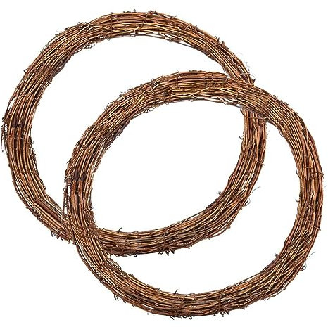 ToKinCen 2 PCS 30cm Natural Grapevine Wreath, Wreath Making Supplies, Brown, Holiday, Event, Grapevine, Round, Wall Mount