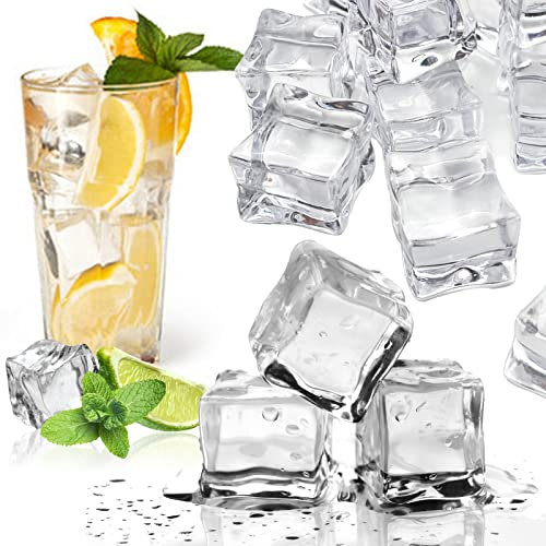 Fake Crushed Square Ice Cubes Artificial Acrylic Crystal Diamonds for Vase Fillers,Table Scatter, Party Favor, Wedding Decoration, Photography Props, Food Display, DIY crafts(square-30MM 25 pieces)