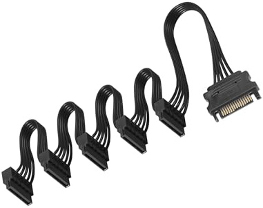upHere SATA Power Verlängerungskabe SATA Splitter 1 Stecker auf 5 Buchse Splitter Kabel(SAC1-5)