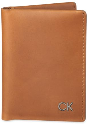 Calvin Klein Herren RFID Leder Minimalistische Bifold Geldbörse, Tan Duofold, Einheitsgröße