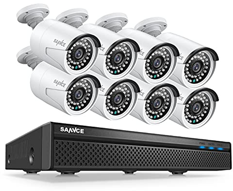 SANNCE 5MP PoE Überwachungskamera System 8CH 5MP NVR Recorder Videoüberwachung und 8X Aussen IP Kamera IP66, Bewegungserkennung, Fernzugriff