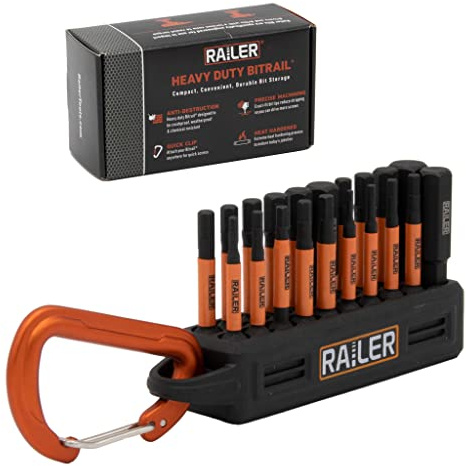 Railer Allen Wrench Hex Bit Set 2 Inch Impact Driver 20pc Hex Bit Set with Holder & Carabiner - Premium S2 Steel, Ideal for Furniture Screws