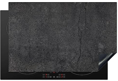 MuchoWow Herdabdeckplatte Ceranfeld Spritzschutz Küche Beton - Schwarz - Grau - Rustikal - Industriell 81x52 cm Induktionsherd Abdeckung Induktionskochfeld Ceranfeldabdeckung