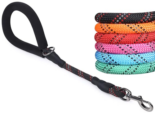 VIVAGLORY Short Dog Lead Closelyt Traffic Leash for Dog, 46cm, Black | Lead with Soft Padded Handle for Walking & Training, Padded Neoprene Handle & Heavy Duty