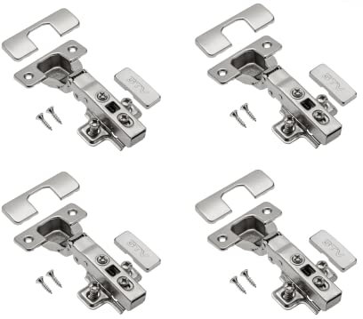 GTV - 4 cerniere idrauliche ECHC, sovrapposte - cerniera con smorzamento - arresto angolare - piastra di montaggio H=0 con viti europee - chiusura silenziosa - cerniera per mobili