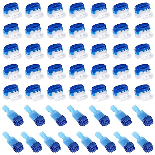 Kabelverbinder Mähroboter, 35stk Kabel Verbinder+15stk Anschlussklemmen, Wasserdicht Kabelverbinder für Drahtdurchmesser 22-14AWG Kabelklemmen mit Geldichtung Anschlussklemmen Cable Connectors