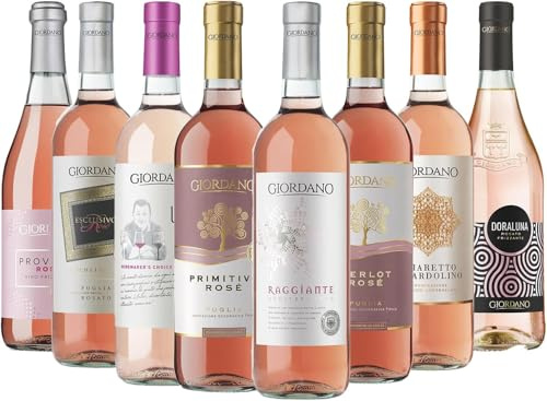 Giordano - ROSE SELECTION - Packung mit 8 Roséweinsorten zwischen Schaumwein und trockenem Wein - 8 Flaschen à 75 cl