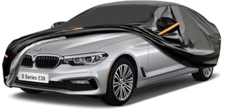 GUNHYI 7 Layers Heavy Duty Sedan Car Cover Waterproof 100%, Custom Fit For BMW 5 Series E39 1995-2004, All Weather Outdoor Car Cover Sun Rain Dust Protection, With Zip And Cotton Lined, Black