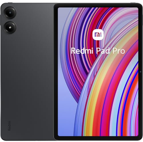 XIAOMI Redmi Pad Pro + Funda – Tablet de 12,1” 2,5K (Snapdragon 7s Gen 2, 6GB de RAM, 128GB de ROM, 4 Altavoces, WiFi + Bluetooth 5.2, batería de 10000 mAh), Gris (Versión ES)