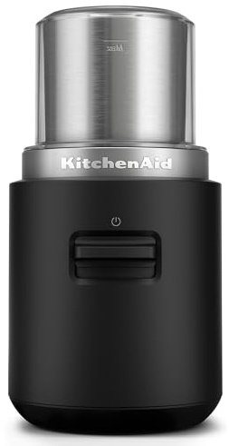 Kitchenaid Moulin à café portable sans fil - Go Cordless - Bol de 113g - Suffisant pour 12 tasses - Commande tactile - Lame inox - Sans BPA - Sans batterie - Noir