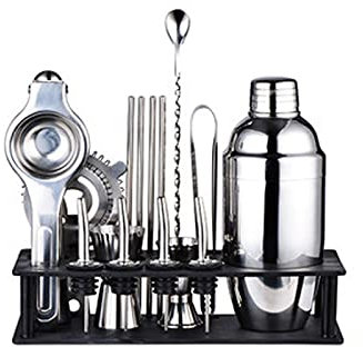 Miscelatore per vino Set di shaker BARDENDER Cocktail - Acciaio inox Cocktail Bar Set Mix Drink Shaker Kit - Kit essenziale Bere Bere Mixing Starter Set - Kit barista con supporto Shaker per cocktail(