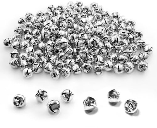 150 Stück Kleine Glocke,Glöckchen zum Basteln DIY,Bunt Metallglöckchen mit Öse,Christmas Bells für Weihnachten Deko,Weihnachtsanhänge,Haustier Anhänger (10mm,Versilbert)