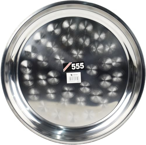 Catergold Stainless Steel Round Serving Tray Plate Food Serveing Catering Restaurant Steel Tray Dinner Platter (50 cm)