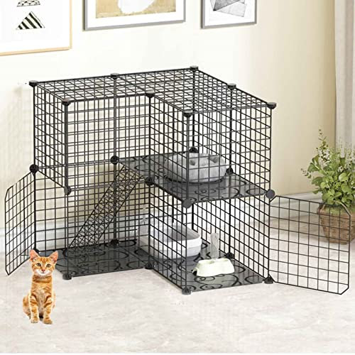 Katzenhaus für drinnen und draußen, Katzenkäfige für drinnen aus Metall, Kleintierkäfig, Meerschweinchenkäfig, Kaninchenkäfig, Hundekäfig, einfache Installation und stabile Struktur – A-normal/B-fein