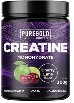 Kreatin Monohydrat Cherry Lime Geschmack für 50 Tage Portionen - 300g Creatine Mikronisiert mit schneller Löslichkeit