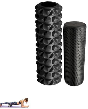2x Rullo Massaggiante. Rullo in Schiuma Rilassante. Rullo in Schiuma, Cilindro in Gomma per Allenamento e Recupero Muscolare. Yoga, Pilates, Stretching.(33x14cm-29x10cm)
